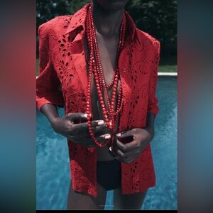 Zara embroidered poplin shirt ZW collection.